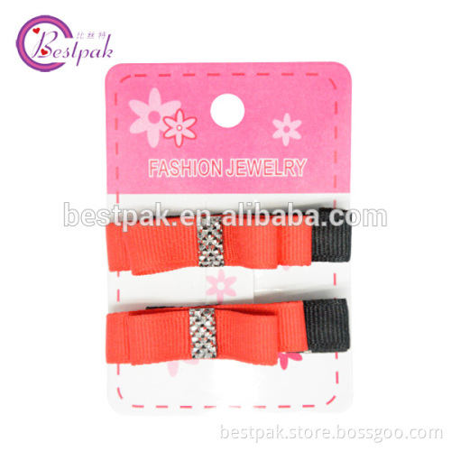 2014 korea small red grosgrain ribbon decorative hair pins for kids